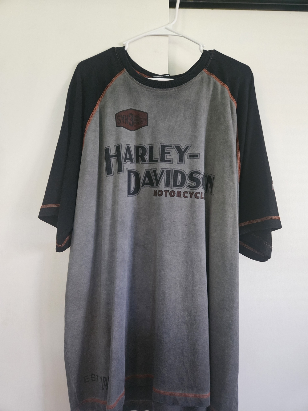 Harley-Davidson Black & Gray Raglan Logo Short Sleeve Tee